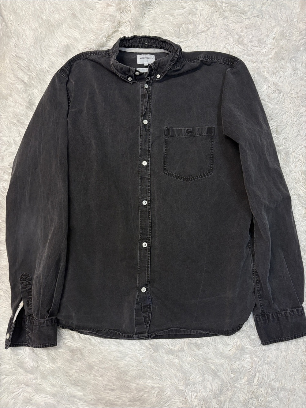 Norse Project Distressed Grey/Black Button Down Shirt